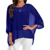 image:imageCHICGAL Womens Beach Cover ups Chiffon Poncho Tops Batwing Sleeve Casual Loose Fit Summer Blouses 2026Blue