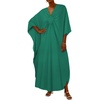 image:imageCHICGAL Womens Kaftan Dresses Long Caftans Plus Size Batwing Sleeve Swimsuit Coverup V Neck Summer Beach Dress 2026Green