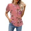 image:imageWEACZZY Womens Short Sleeve Crew Neck TShirt Pleated Front Casual Blouse  Puff Sleeve Soft Comfortable Breathable Regular Fitted Asymmetrical HighLow Hem Business Casual Spring Summer FallFloral Sugar Pink