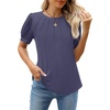image:imageWEACZZY Womens Short Sleeve Crew Neck TShirt Pleated Front Casual Blouse  Puff Sleeve Soft Comfortable Breathable Regular Fitted Asymmetrical HighLow Hem Business Casual Spring Summer FallPurple Grey