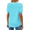 image:imageWEACZZY Womens Short Sleeve Crew Neck TShirt Pleated Front Casual Blouse  Puff Sleeve Soft Comfortable Breathable Regular Fitted Asymmetrical HighLow Hem Business Casual Spring Summer FallAqua Blue
