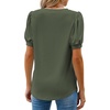 image:imageWEACZZY Womens Short Sleeve Crew Neck TShirt Pleated Front Casual Blouse  Puff Sleeve Soft Comfortable Breathable Regular Fitted Asymmetrical HighLow Hem Business Casual Spring Summer FallArmy Green