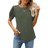 image:imageWEACZZY Womens Short Sleeve Crew Neck TShirt Pleated Front Casual Blouse  Puff Sleeve Soft Comfortable Breathable Regular Fitted Asymmetrical HighLow Hem Business Casual Spring Summer FallArmy Green