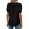 image:imageWEACZZY Womens Short Sleeve Crew Neck TShirt Pleated Front Casual Blouse  Puff Sleeve Soft Comfortable Breathable Regular Fitted Asymmetrical HighLow Hem Business Casual Spring Summer Fall01 Black