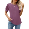 image:imageWEACZZY Womens Short Sleeve Crew Neck TShirt Pleated Front Casual Blouse  Puff Sleeve Soft Comfortable Breathable Regular Fitted Asymmetrical HighLow Hem Business Casual Spring Summer FallMauve