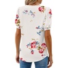 image:imageWEACZZY Womens Short Sleeve Crew Neck TShirt Pleated Front Casual Blouse  Puff Sleeve Soft Comfortable Breathable Regular Fitted Asymmetrical HighLow Hem Business Casual Spring Summer FallFloral White