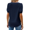 image:imageWEACZZY Womens Short Sleeve Crew Neck TShirt Pleated Front Casual Blouse  Puff Sleeve Soft Comfortable Breathable Regular Fitted Asymmetrical HighLow Hem Business Casual Spring Summer FallNavy Blue