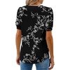 image:imageWEACZZY Womens Short Sleeve Crew Neck TShirt Pleated Front Casual Blouse  Puff Sleeve Soft Comfortable Breathable Regular Fitted Asymmetrical HighLow Hem Business Casual Spring Summer FallFloral White Black
