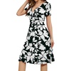 image:imageWEACZZY Womens Summer Short Sleeve Casual Dresses VNeck Floral Party Dress with PocketsYh 01 Sketch Black White