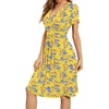 image:imageWEACZZY Womens Summer Short Sleeve Casual Dresses VNeck Floral Party Dress with PocketsYh Blue Leaf Flower