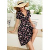image:imageWEACZZY Womens Summer Short Sleeve Casual Dresses VNeck Floral Party Dress with PocketsYh Butterfly Black