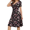 image:imageWEACZZY Womens Summer Short Sleeve Casual Dresses VNeck Floral Party Dress with PocketsYh Butterfly Black