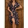 image:imageWEACZZY Womens Summer Short Sleeve Casual Dresses VNeck Floral Party Dress with PocketsYh Butterfly Black