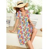 image:imageWEACZZY Womens Summer Short Sleeve Casual Dresses VNeck Floral Party Dress with PocketsYh Colorful Floral Blue