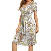 image:imageWEACZZY Womens Summer Short Sleeve Casual Dresses VNeck Floral Party Dress with PocketsYh Feather White