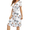 image:imageWEACZZY Womens Summer Short Sleeve Casual Dresses VNeck Floral Party Dress with PocketsYh Gray Leaved Peony