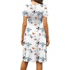 image:imageWEACZZY Womens Summer Short Sleeve Casual Dresses VNeck Floral Party Dress with PocketsYh Gray Leaved Peony