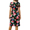 image:imageWEACZZY Womens Summer Short Sleeve Casual Dresses VNeck Floral Party Dress with PocketsYh Hibiscus Floral