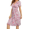 image:imageWEACZZY Womens Summer Short Sleeve Casual Dresses VNeck Floral Party Dress with PocketsYh Magenta