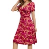 image:imageWEACZZY Womens Summer Short Sleeve Casual Dresses VNeck Floral Party Dress with PocketsYh Maple Leaf