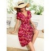 image:imageWEACZZY Womens Summer Short Sleeve Casual Dresses VNeck Floral Party Dress with PocketsYh Maple Leaf