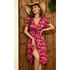 image:imageWEACZZY Womens Summer Short Sleeve Casual Dresses VNeck Floral Party Dress with PocketsYh Maple Leaf