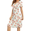 image:imageWEACZZY Womens Summer Short Sleeve Casual Dresses VNeck Floral Party Dress with PocketsYh Peony Beige