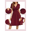 image:imageWEACZZY Womens Summer Short Sleeve Casual Dresses VNeck Floral Party Dress with PocketsYh Peony Beige