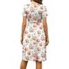 image:imageWEACZZY Womens Summer Short Sleeve Casual Dresses VNeck Floral Party Dress with PocketsYh Peony Beige