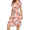 image:imageWEACZZY Womens Summer Short Sleeve Casual Dresses VNeck Floral Party Dress with PocketsYh Pink Lily Beige
