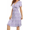 image:imageWEACZZY Womens Summer Short Sleeve Casual Dresses VNeck Floral Party Dress with PocketsYh Purple Flower White