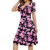 image:imageWEACZZY Womens Summer Short Sleeve Casual Dresses VNeck Floral Party Dress with PocketsYh Silhouette Black Pink
