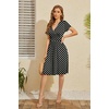 image:imageWEACZZY Womens Summer Short Sleeve Casual Dresses VNeck Floral Party Dress with PocketsYh White Dot Black
