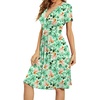 image:imageWEACZZY Womens Summer Short Sleeve Casual Dresses VNeck Floral Party Dress with PocketsYh Yellow Green Floral