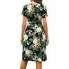 image:imageWEACZZY Womens Summer Short Sleeve Casual Dresses VNeck Floral Party Dress with PocketsYh Yellow Green Leaf